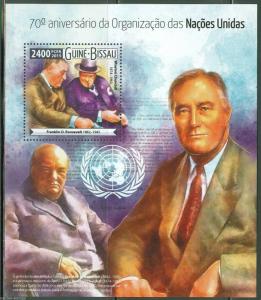 GUINEA BISSAU 70th ANN OF THE UNITED NATIONS WINSTON CHURCHILL FD ROOSEVELT S/S