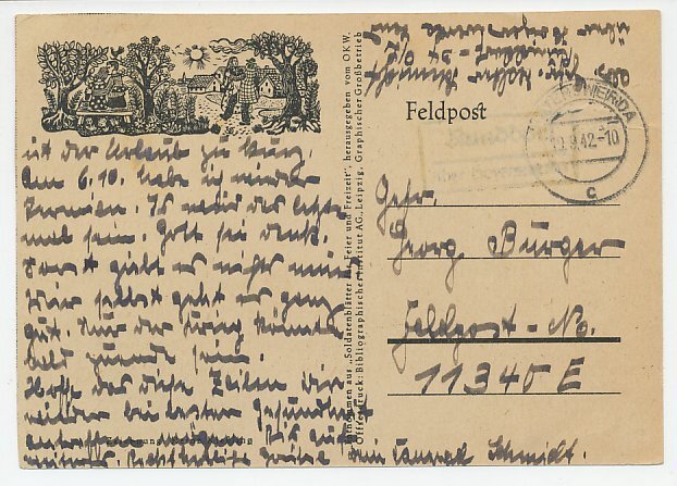 Fieldpost postcard Germany 1942 Love - WWII