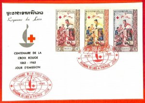 aa6250 - LAOS - Postal History -  FDC  COVER  1963 - RED CROSS