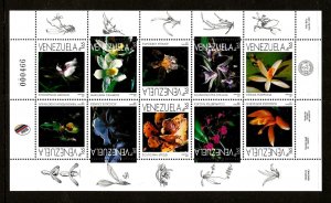 Venezuela Sc 1587 NH MINISHEET of 1998 - Flowers - ORCHIDS