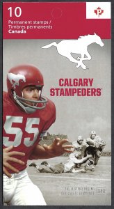 Canada #2571a P Calgary Stampeders (2012). Booklet of 10 stamps. MNH