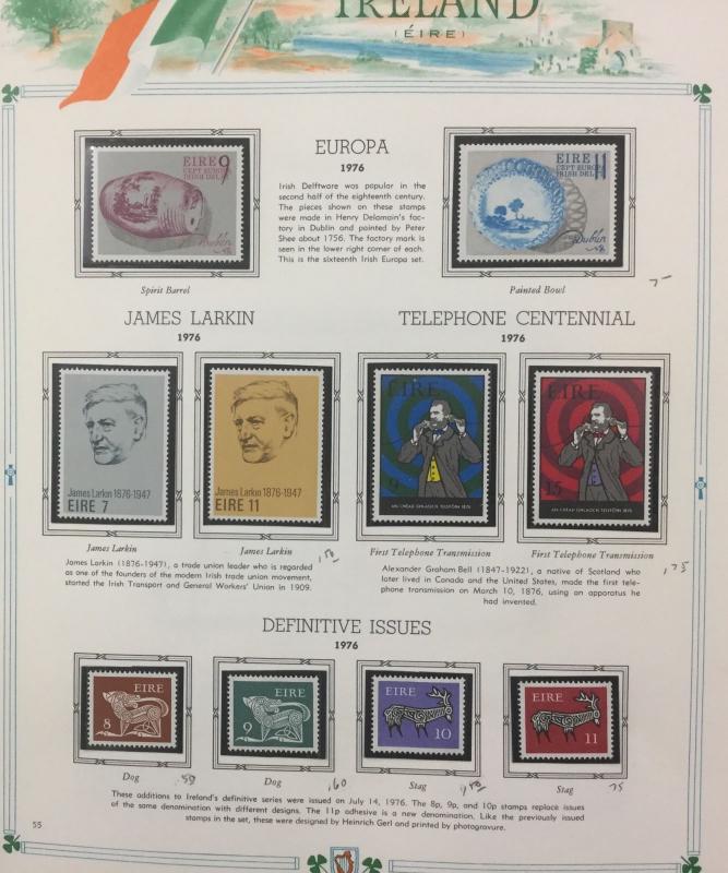 IRELAND stamp collection 1922-1990  MNH, MH & Used. Cat. $1922 W/Ace 