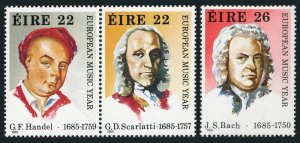 Ireland 618-620,MNH.Michel 565-567. Music Year.Composers:Scarlatti,Handel,Bach.