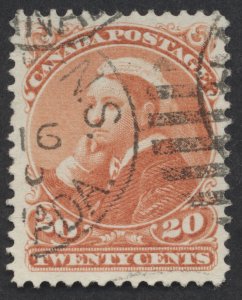 Canada #46 20c Victoria Widow Weeds VF Used Light Duplex Cancel