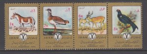 Iran Sc 1777a MNH. 1974 Animals & Birds of the desert, strip of 4, VF.