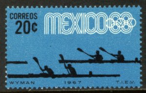 MEXICO 981, 20¢ Canoeing 3rd Pre-Olympic Set 1967, SINGLE, MINT, NH. VF.