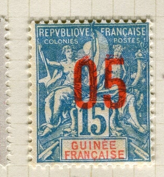 FRENCH COLONIES; 1912 GUINEA Tablet type surcharged Mint hinged 05c. value