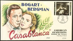 U.S. Used #3772b 37c Filmmaking Casablanca 2003 Collins First Day Cover (FDC)