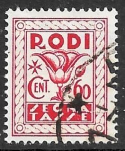 ITALY AEGEAN ISLANDS RHODES GREECE 1934 60c POSTAGE DUE Sc J7 VFU