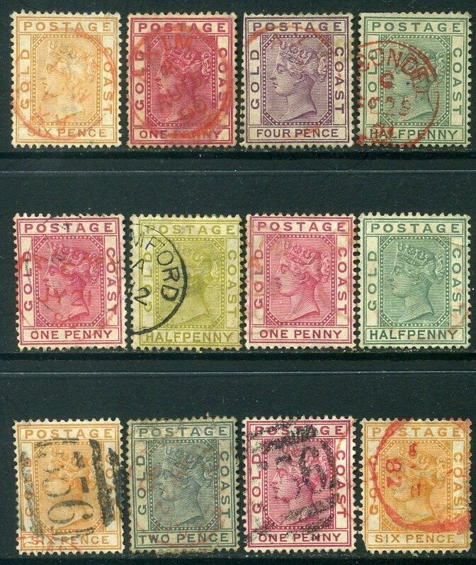 Gold Coast 1884 Lot x12 QV Used Postmarks - mixed