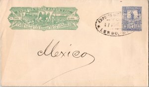 Mexico 5c Statue of Cuauhtemoc Envelope 10c Wells Fargo y Cia. c1892 Lerdo, M...