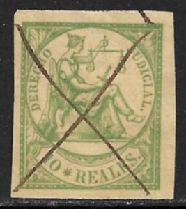 SPANISH COLONIES CUBA PHILIPPINES PUERTO RICO 1865 10r Judicial Revenue AA34b