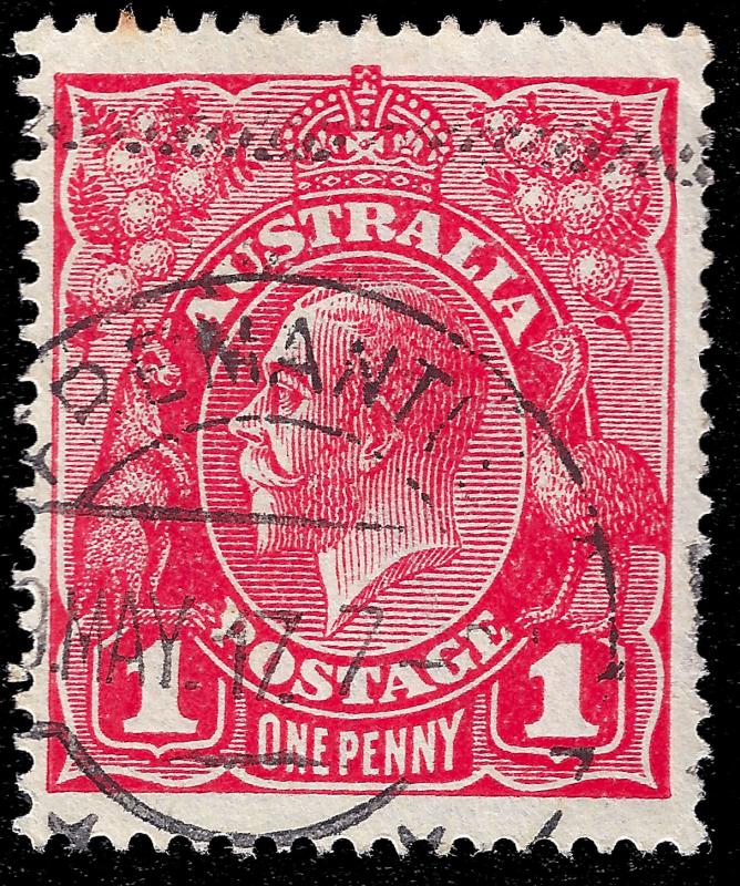 Australia 1918 Sc 21c KGV carmine type II, used fine