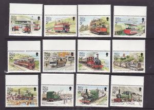 Isle of Man-Sc#347-58-unused NH short set to the 19p-Trains-Locomotives-Railway-