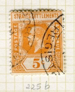 STRAITS SETTLEMENTS; 1921 early GV issue fine used 5c. value