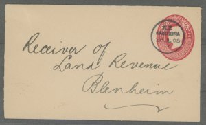 New Zealand  1908 1c carmine. Used from Kaukoura