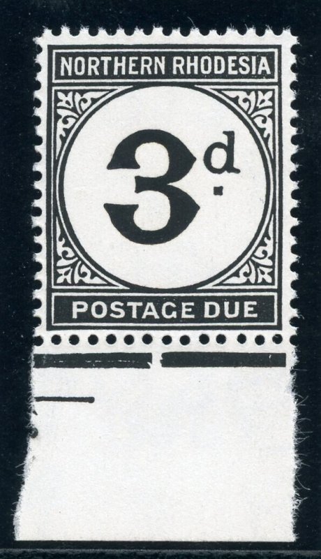 Northern Rhodesia 1952 Postage Due 3d grey-black (chalk paper) MNH. SG D3a.