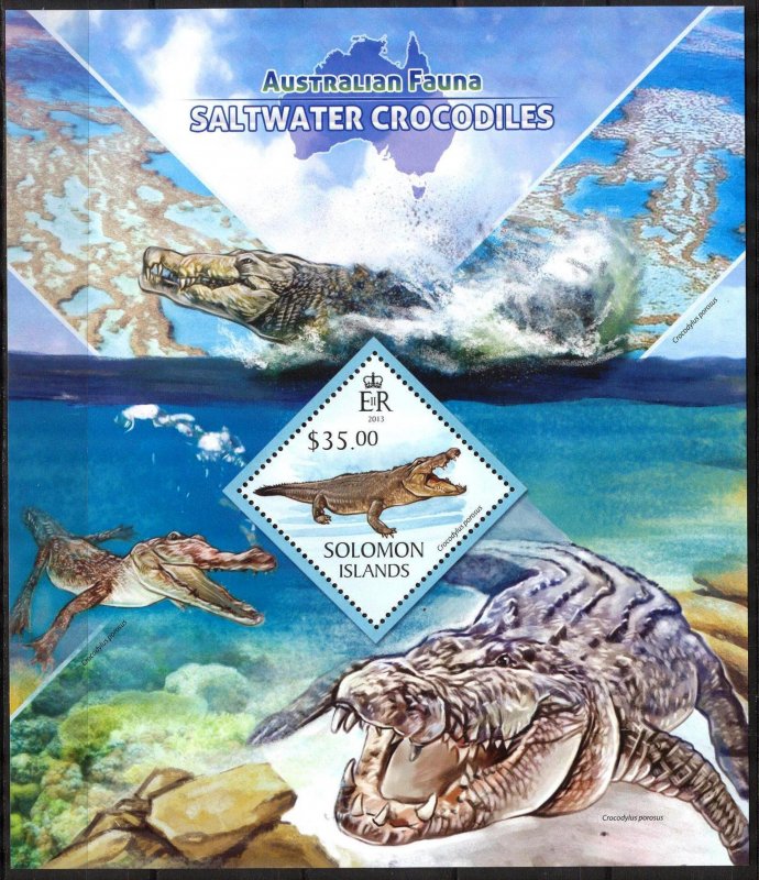 Solomon Islands 2013 Reptiles Crocodiles S/S MNH