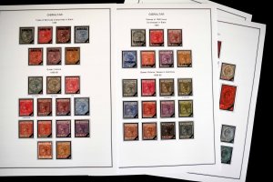 COLOR PRINTED GIBRALTAR [CLASS.] 1886-1950 STAMP ALBUM PAGES (12 illustr. pages)