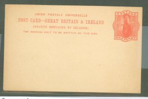 Great Britain  1892 1d Orange Red on Buff.