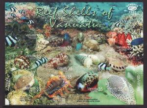 Vanuatu-Sc#879-Unused NH sheet-Marine Life-Reef Shells-Fish-2006-