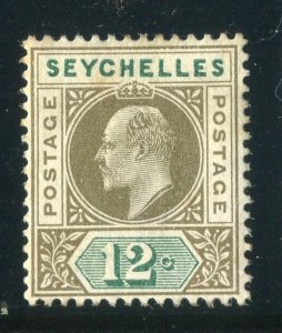SEYCHELLES; 1903 early Ed VII issue fine Mint hinged Shade of 12c. value