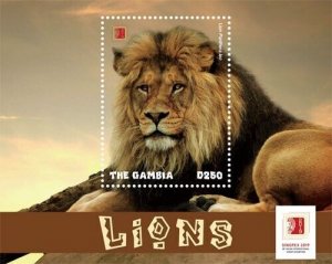 Gambia 2019 - Singpex - Lions - Souvenir Stamp Sheet - MNH