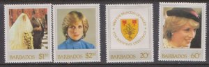 BARBADOS - 1982 PRINCESS DIANA 21st BIRTHDAY - 4V - MINT NH