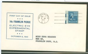 US 819EE 1941 Experimental electric-eye printing process.  14c Franklin Pierce (presidential/prexy series) solo on an addressed