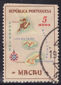 Macao 385 Map of the Colony 1956