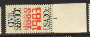 #2053 MNH plate # single 20c Civil Service Centena1983 Issue