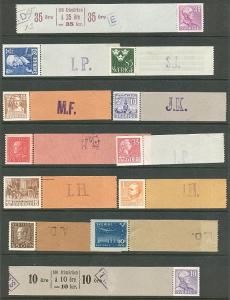 SWEDEN COIL LEADER STRIP COLLECTION, 147 mostly different - QUITE UNUSUAL