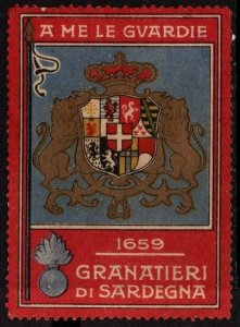 1914 Italy WW I Delandre Poster Stamp Grenadiers of Sardinia To Me The Guards