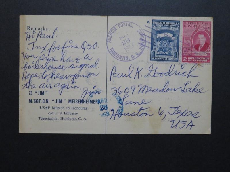 Honduras 1953 Radio Test HR1JM Postal Card - Z8730