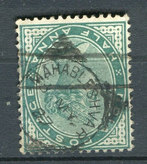 INDIA; 1890s early classic QV issue 1/2a. value, + fair Postmark, Mahableshvar