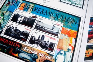COLOR PRINTED ST. PIERRE AND MIQUELON 2011-2020 STAMP ALBUM PAGES (38 ill pages)