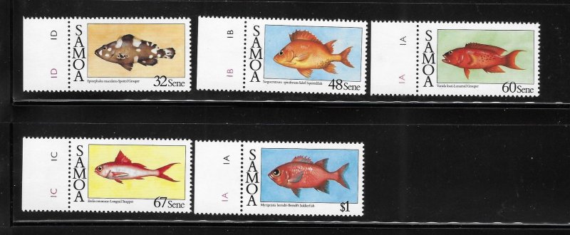 Samoa 1986 Fish Fishes Sc 680-684 MNH A104