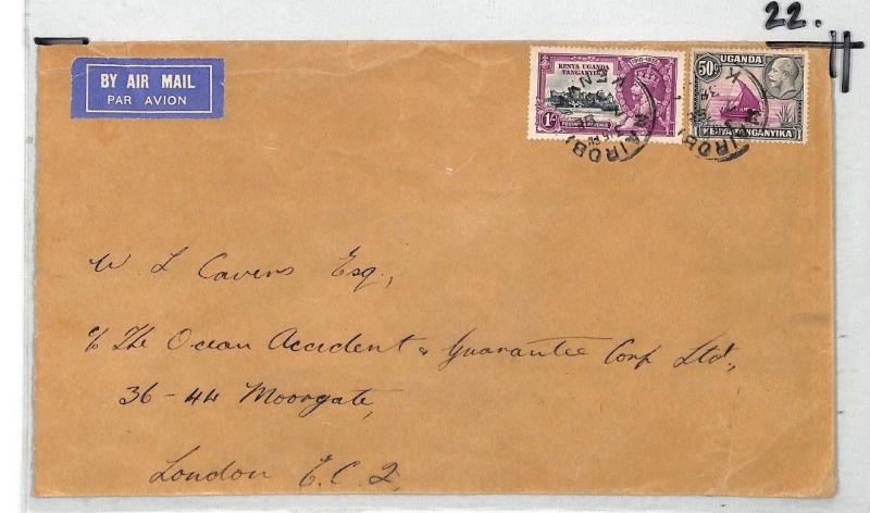 CA409 1935 KUT SILVER JUBILEE ISSUES Kenya Nairobi Commercial Airmail Cover