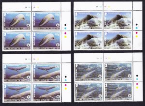 BAT WWF Blue Whale 4 Corner Blocks of 4 2003 MNH SC#326-329 SG#361-364