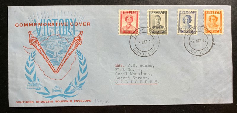 1947 Salisbury Southern Rhodesia Souvenir Cover  Victory Issue Locally Used