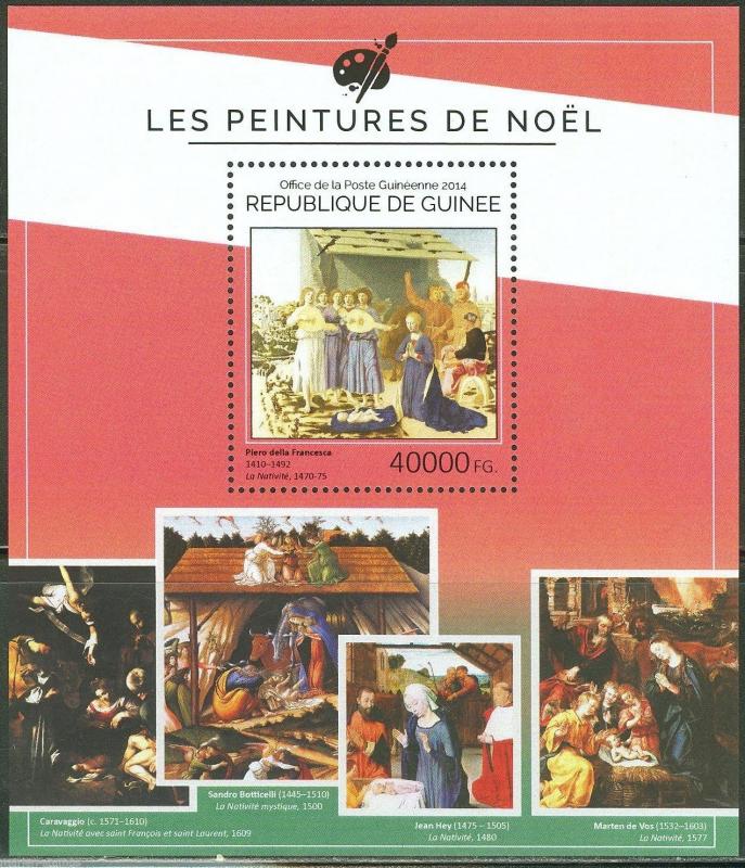 GUINEA 2014 CHRISTMAS 2014 PAINTINGS SOUVENIR SHEET  MINT NH