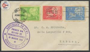 Cuba 1946 Scott 399-401 | First Day Cover | CU9269