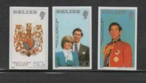 BELIZE #548-550 1981 ROYAL WEDDING MINT VF LH O.G IMPERF. bb