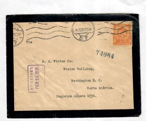 Mourning Cover Mexico To USA 1911 Sc#307