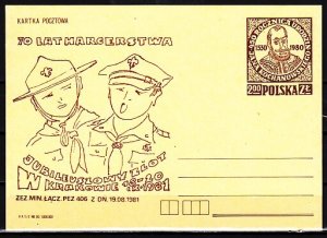 Poland, 1981 issue. 19/AUG/81, Scout Cachet on Postal Card.^