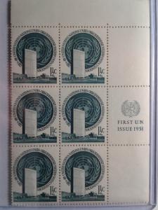 UN CLOSEOUT SCOTT # 2 PLATE BLOCK OF 6 MINT NEVER HINGED FIRST ISSUE 1951 GEM