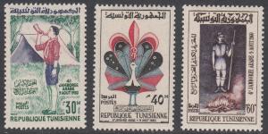 Tunisia 370-372 Scouts on Stamps MNH Short Set CV $2.35