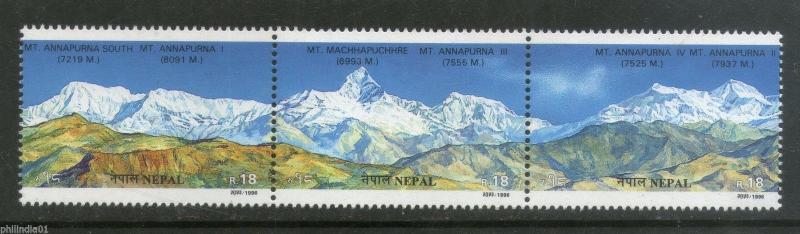 Nepal 1996 Mt.Everest Peak Mountain Geology Nature Sc 601 Strip MNH # 5862