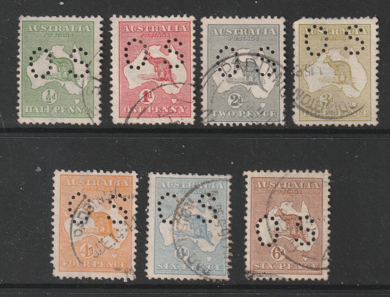 Australia a small lot of used 'roos with large OS perfins