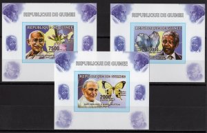 Guinea 2006 Pope John Paul II - Mandela -Gandhi Minerals/Butterflies/Orchids SS